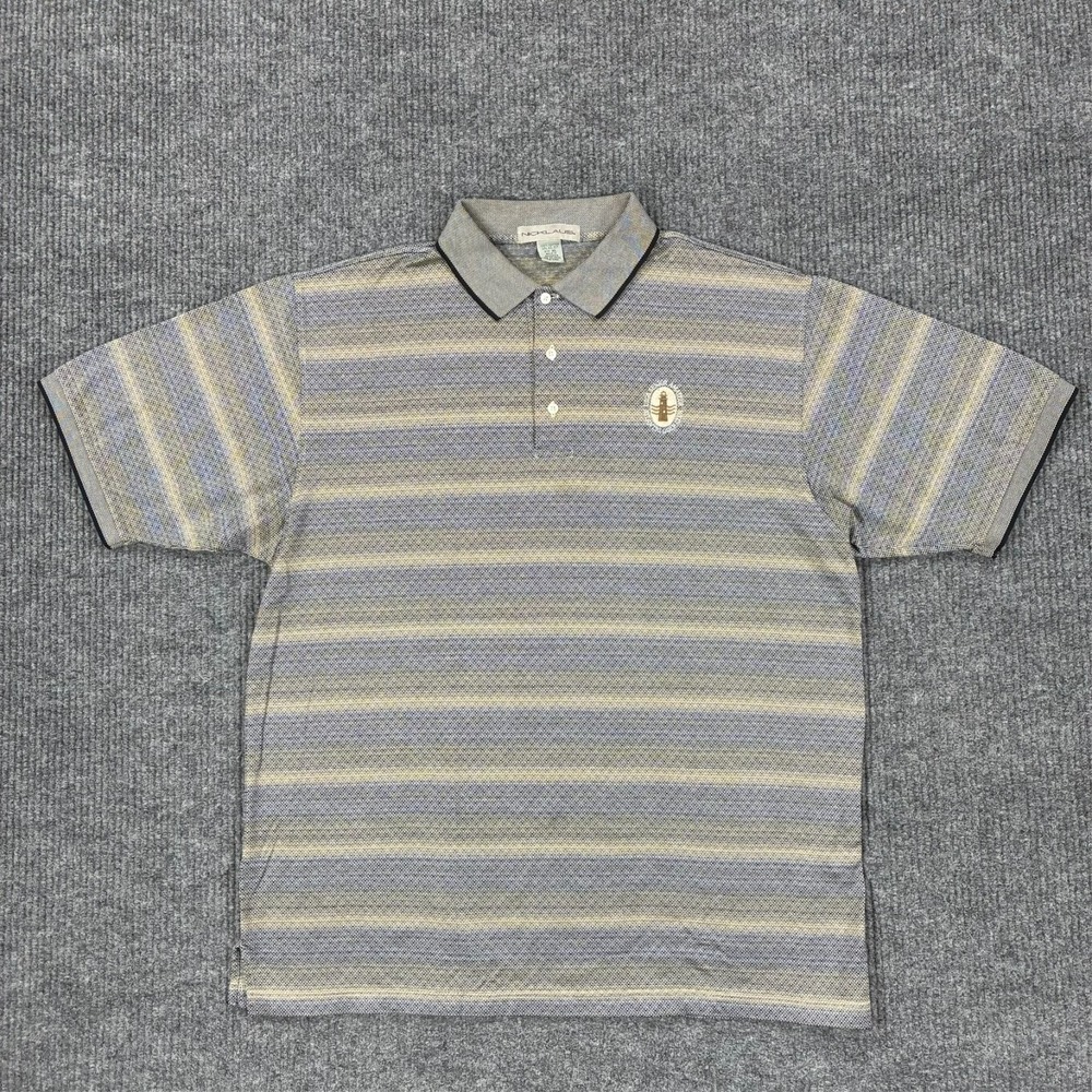 Vintage Nicklaus Golf Polo Shirt Mens XL Striped Cotton Lighthouse Louse‎ Logo